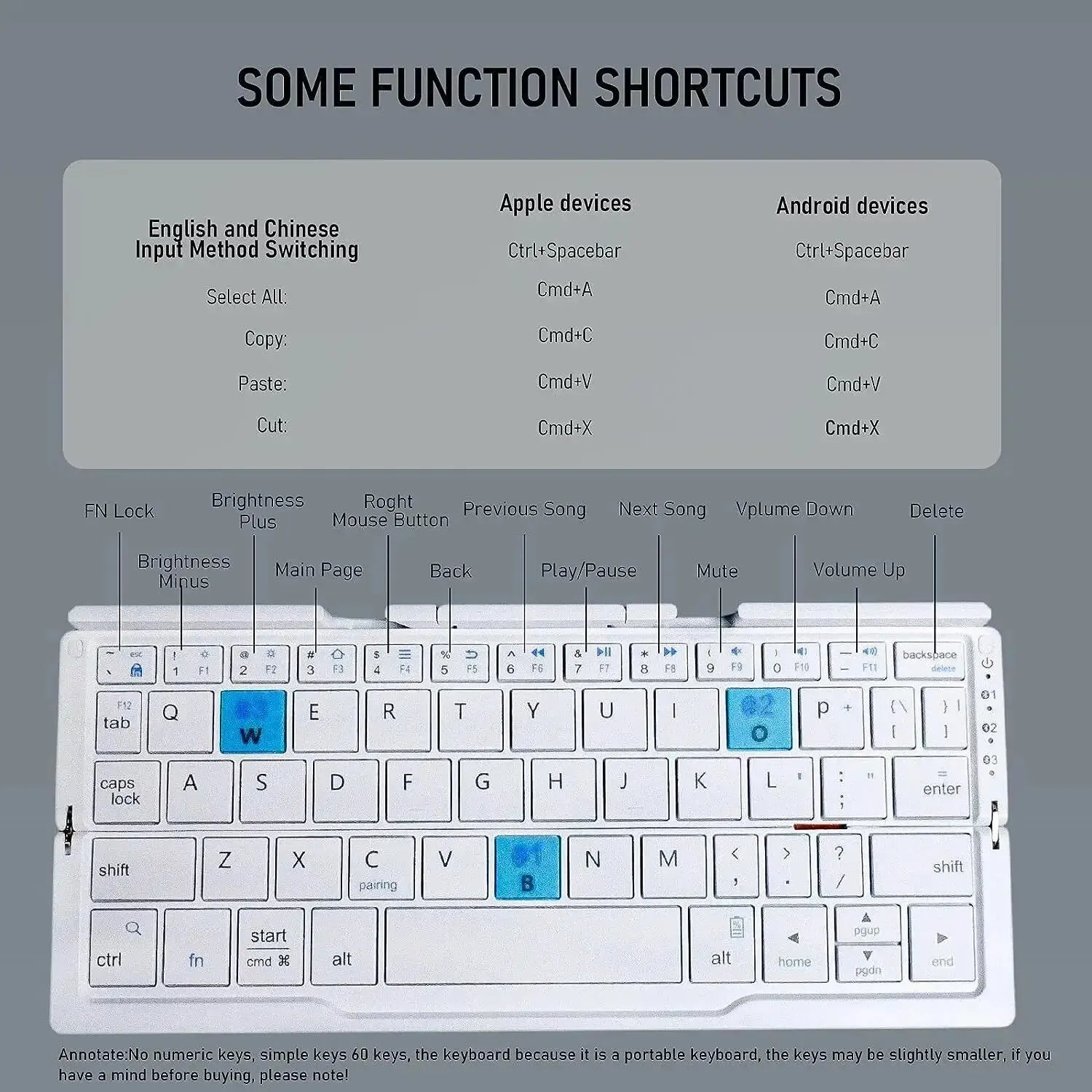 Foldable Bluetooth Keyboard with Stand - Black