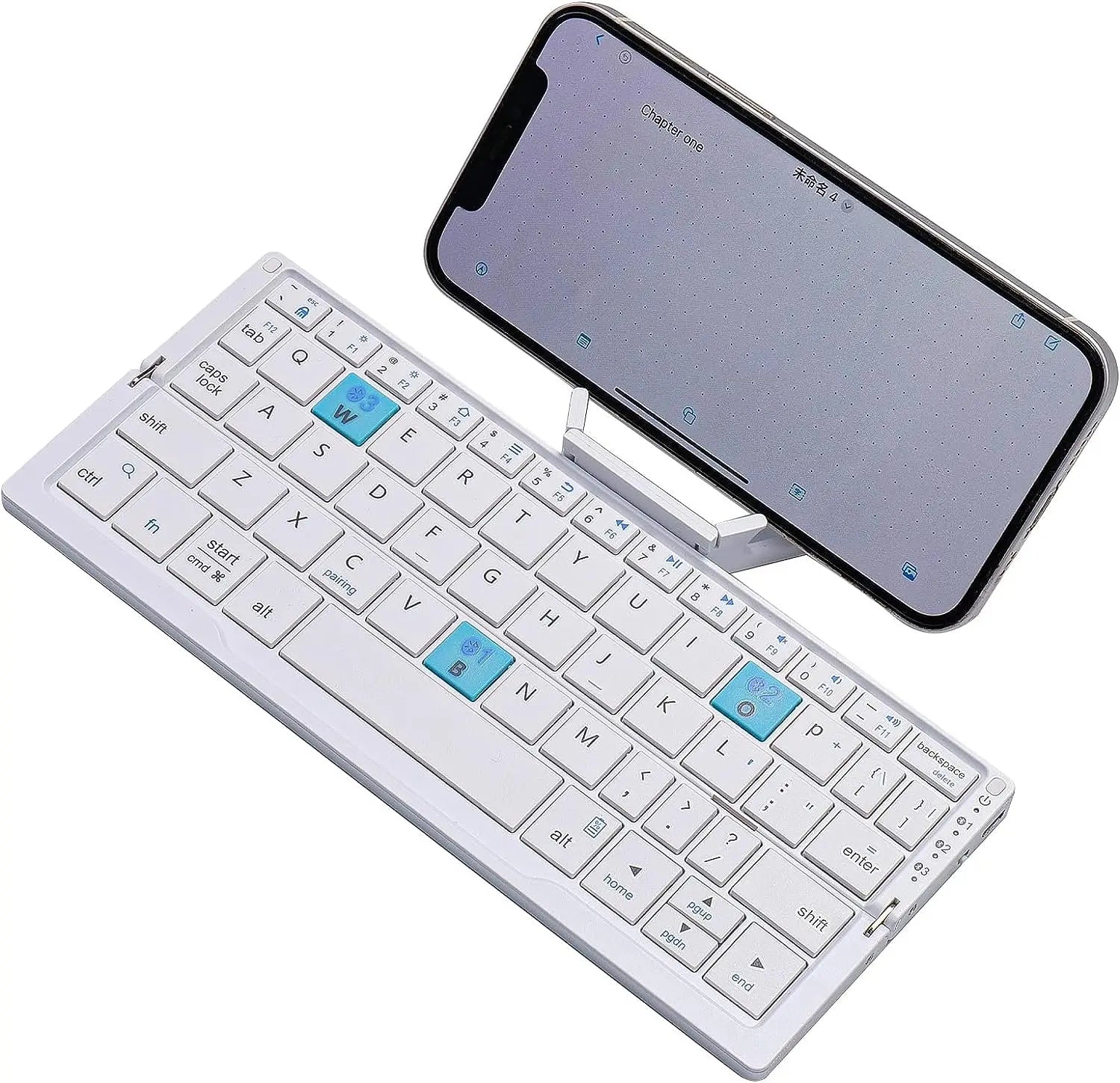 Foldable Bluetooth Keyboard with Stand - White