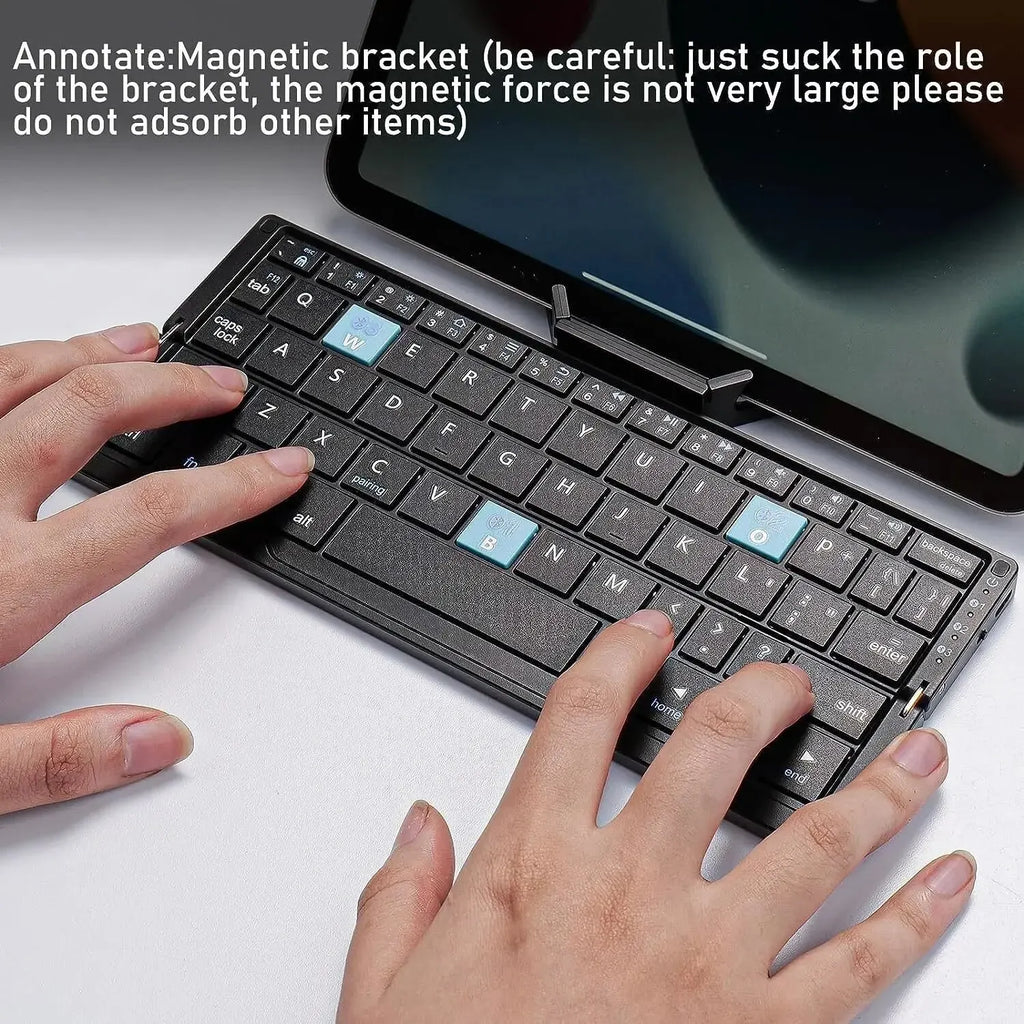Foldable Bluetooth Keyboard with Stand - Black