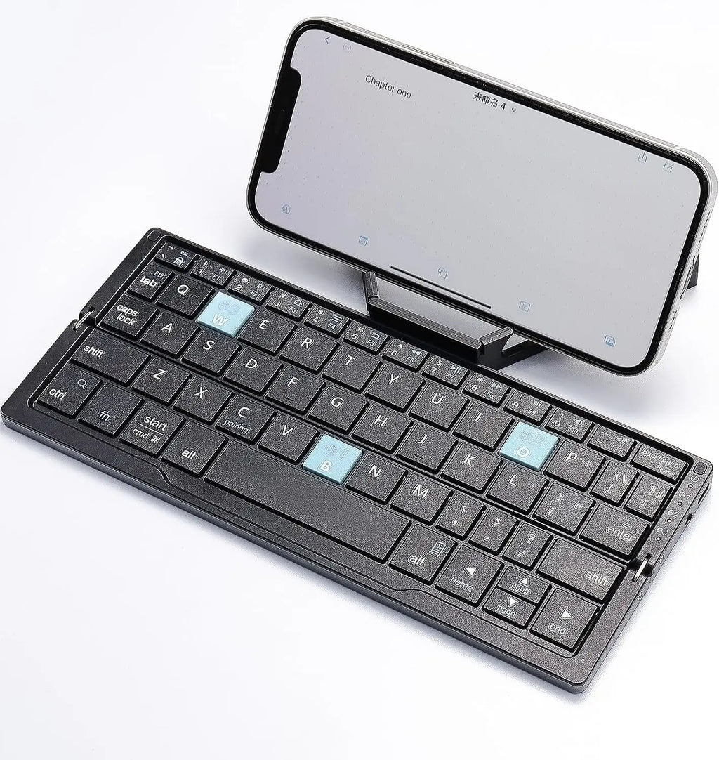Foldable Bluetooth Keyboard with Stand - Black
